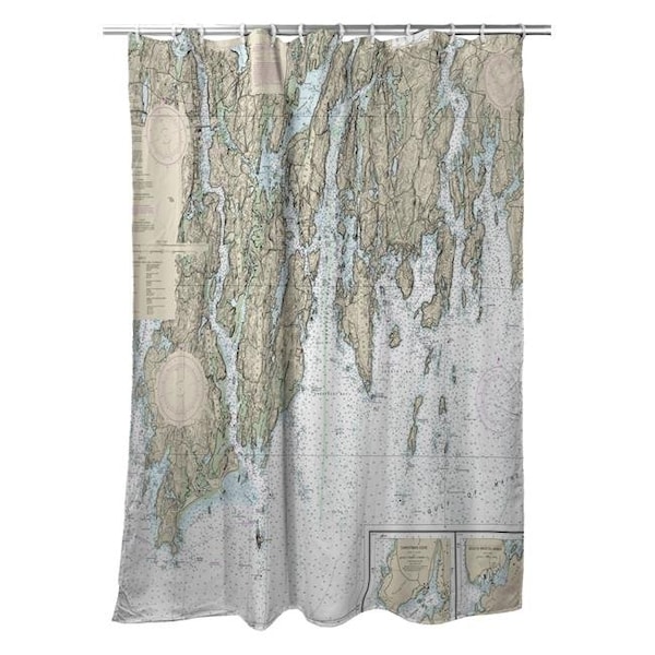 Betsy Drake Betsy Drake SH13293BB BoothBay; ME Nautical Map Shower Curtain - 70 x 72 in. SH13293BB - main